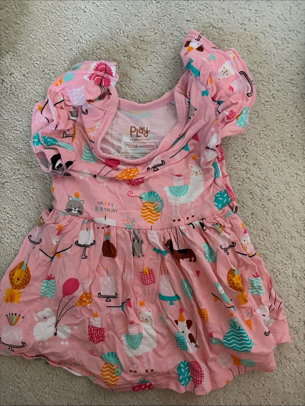 Little Sleepies Pink Party Animal Print Dress